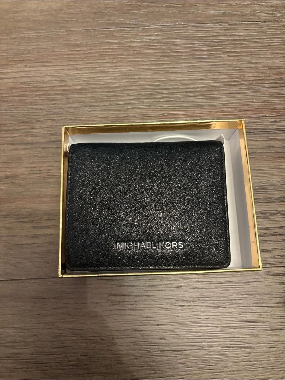 Michael Kors Black Textured Leather Card & Key Holder